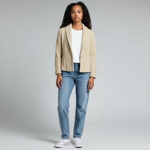 Eileen‎ Fisher Teddy Jacket Fuzzy Blazer Wool Nylon Blend Hook Closure Coat Sz S